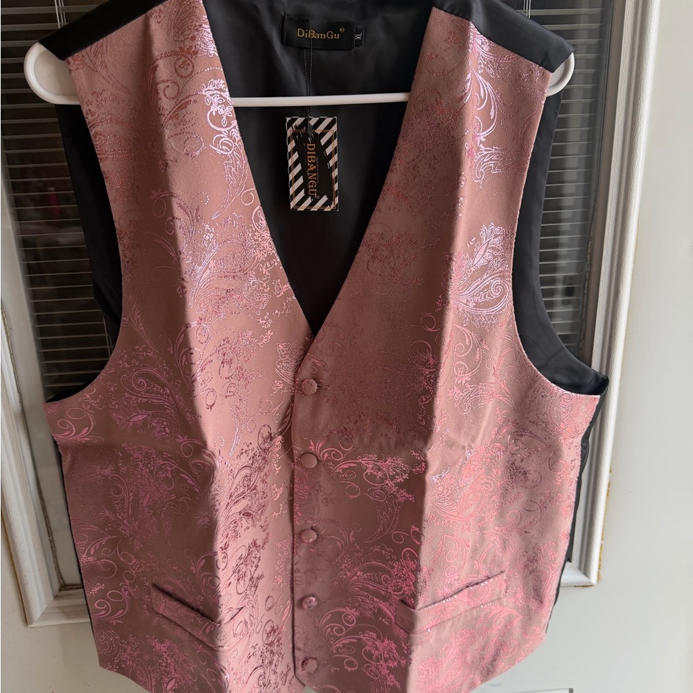 Diba Pink Paisley Vest with Black Lining